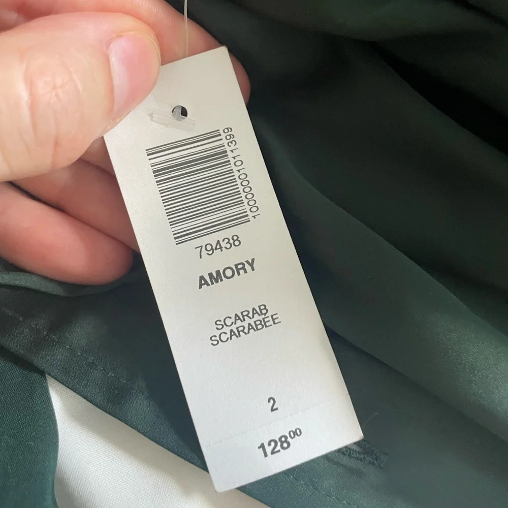 Aritzia Forest Green Satin Midi Dress - Picture 3 of 5
